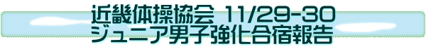 近畿体操協会 11/29-30 ジュニア男子強化合宿報告